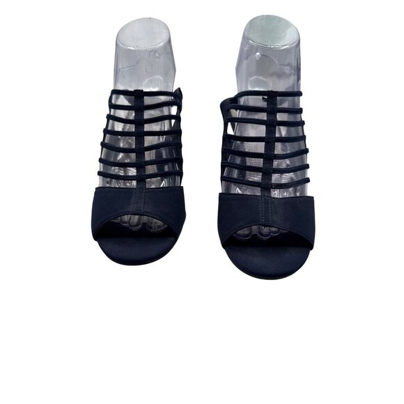 IMPO Size 6.5 Strappy Navy Blue Peep-Toe Heels With Slingback Stiletto Heel - Picture 6 of 12